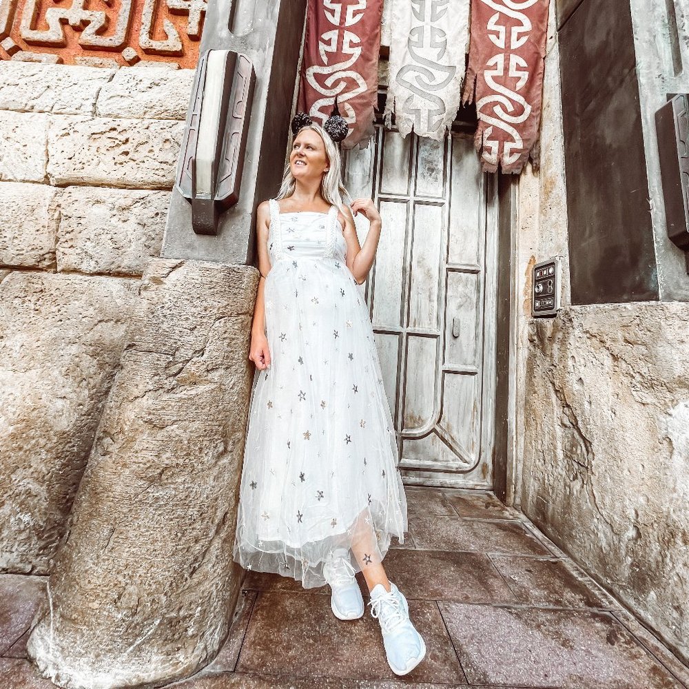 White Star Embroidered Dress